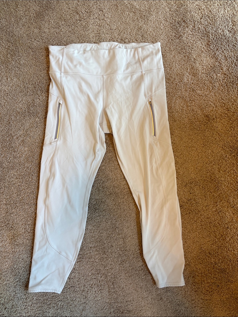Athleta Light Gray/White Rainier Leggings - XL